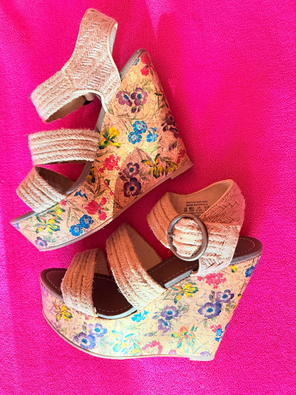 Bongo Women’s Floral Raffia Platform Wedge Sandals